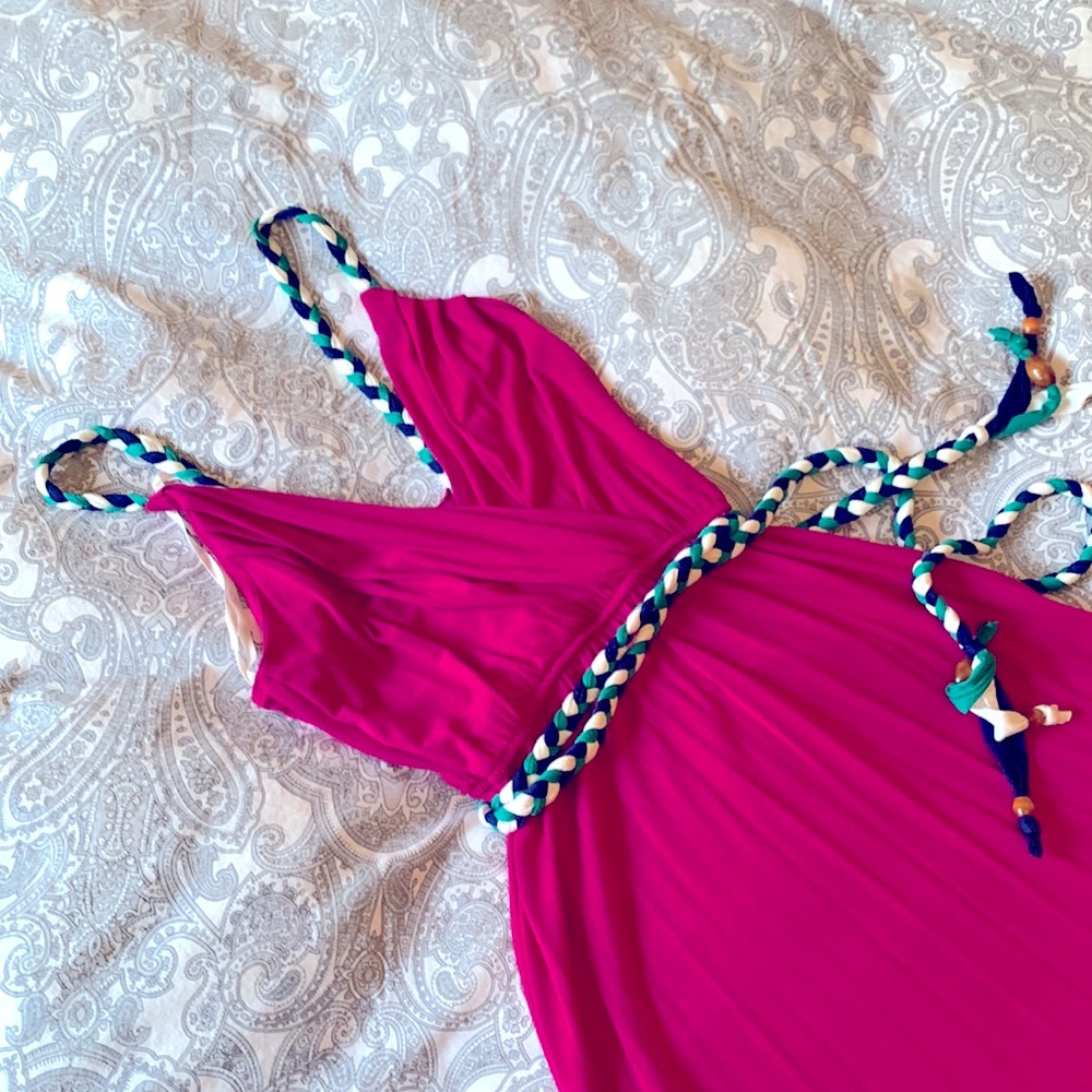 Lush Fuschia wrap-effect dress